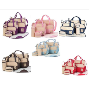 5-piece set dotted baby diaper bags