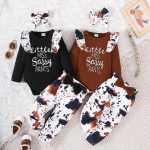 3Pcs set baby girl animal print outfit