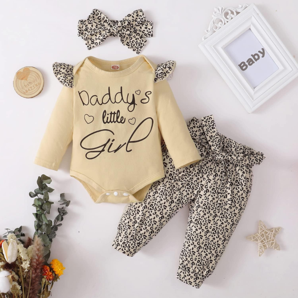 beige animal print daddy's little girl outfit