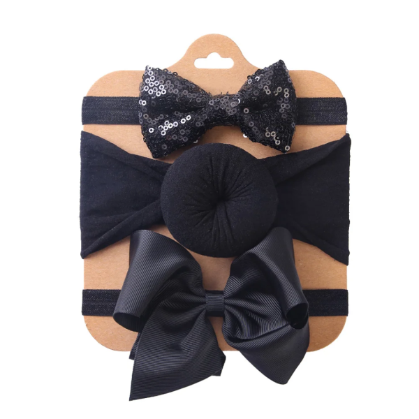 black 3pcs set baby headband