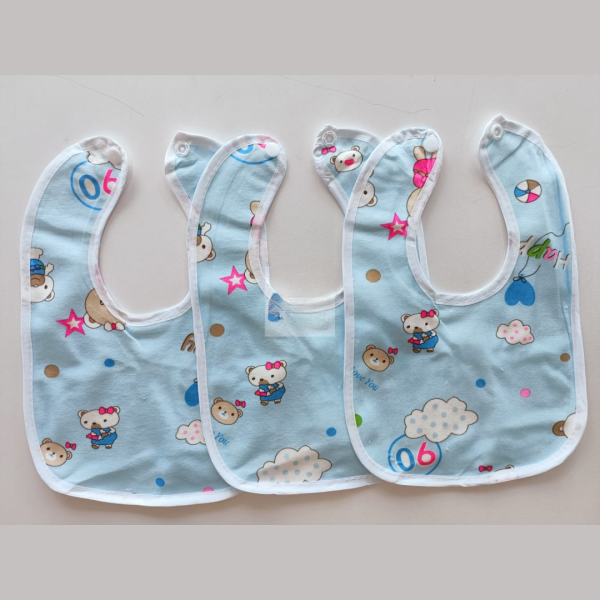 blue cartoon themed baby bibs