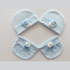 blue love bear newborn baby caps