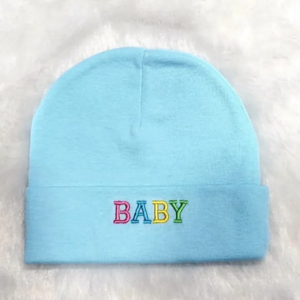 blue newborn cotton plain baby cap