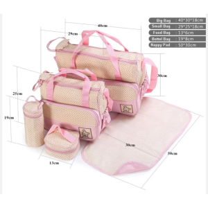 dimensions of 5-piece set dotted baby diaper bag