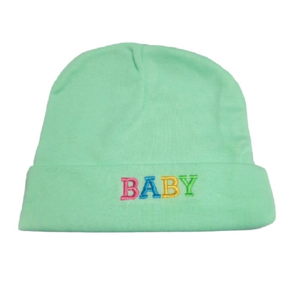 green newborn cotton plain baby cap