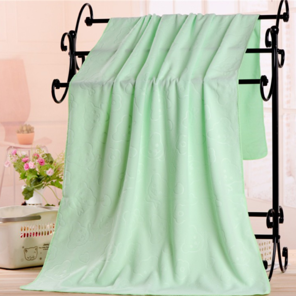 green plain cotton baby bath towel