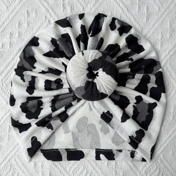 grey animal print baby head turban