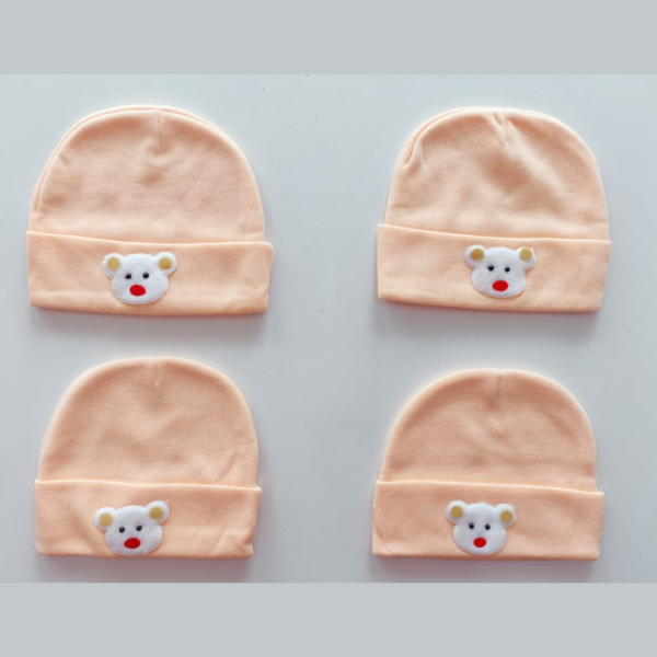 orange love bear newborn baby caps