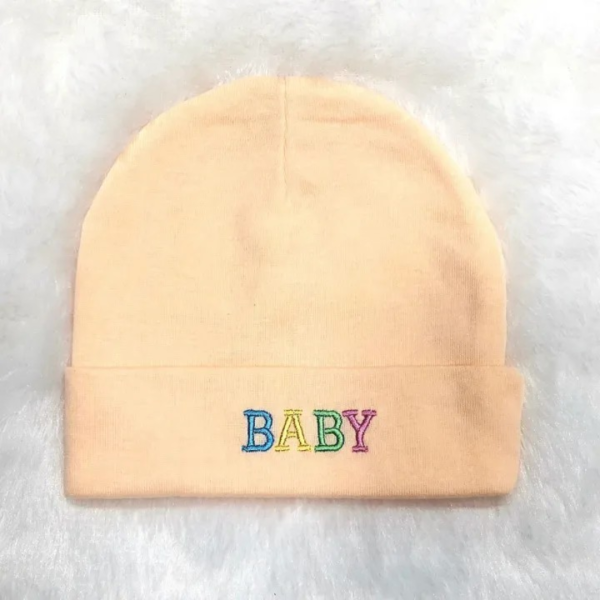 orange newborn cotton plain baby cap