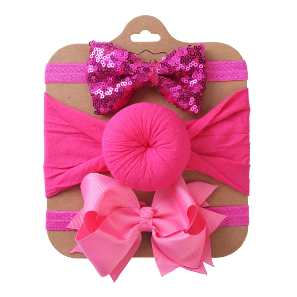 pink 3pcs set baby headband