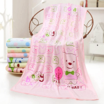 pink bear print cotton baby bath towel