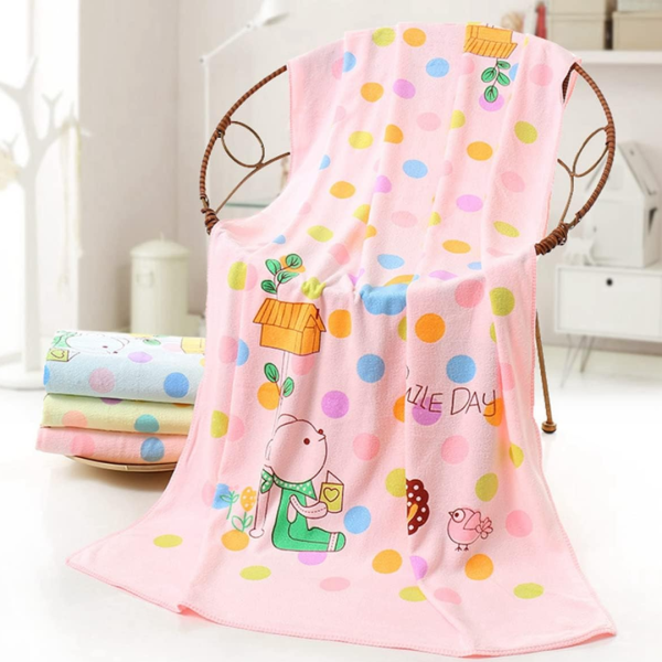 pink dotted cotton baby bath towel