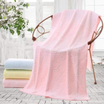 pink plain cotton baby bath towel