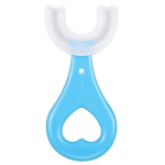 small blue kids u-shaped silicone 360 toothbrush