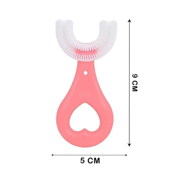 small pink kids u-shaped silicone 360 toothbrush