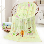 yellow bear print cotton baby bath towel