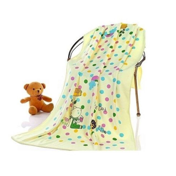 yellow dotted cotton baby bath towel