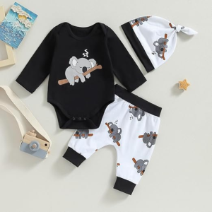 black bear print 3pcs set baby outfit