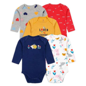 boys 5 piece set long sleeved baby bodysuits