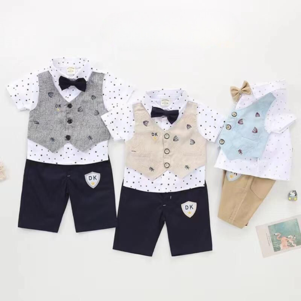 boys' bowtie 2pcs top and short outfit set