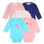 girls 5 piece set long sleeved baby bodysuits