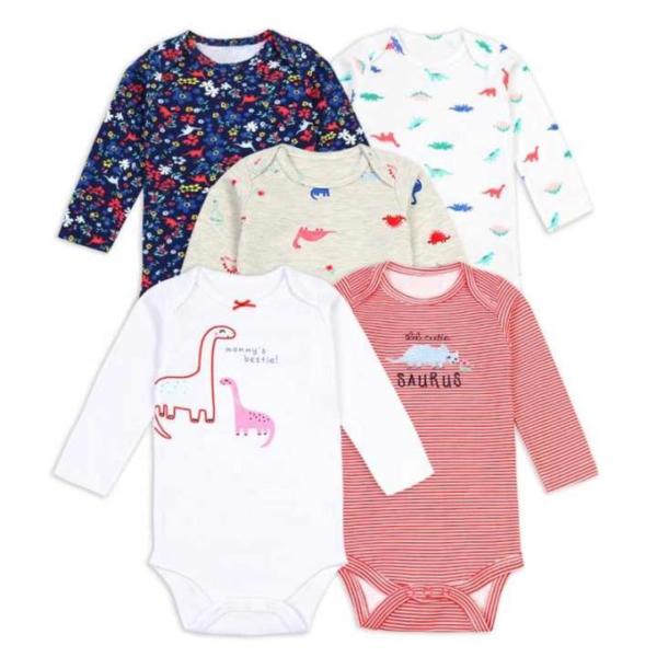 unisex 5 piece set long sleeved baby bodysuits (2)