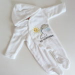 white baby light fleece romper