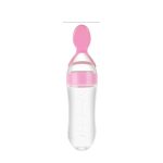 Silicone Squeeze Feeding Bottle with Spoon for Baby